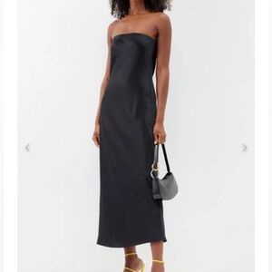 Reformation Joanne Black Silk Strapless Dress